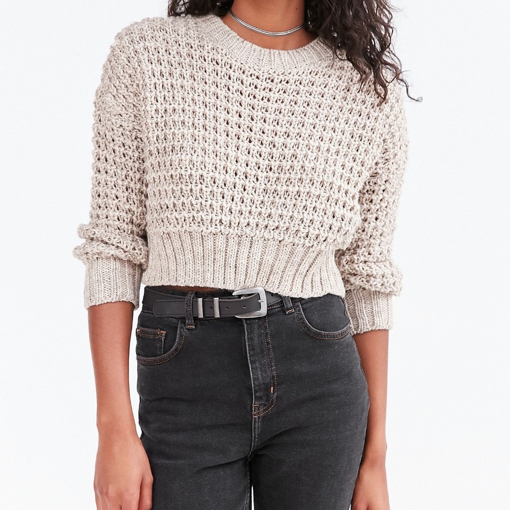 UO Ecote Isabella Open Stitch Crop Sweater